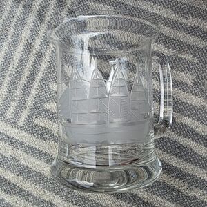 Vintage Toscany Etched Frosted Schooner Nautical Tall Ship Beer Mug